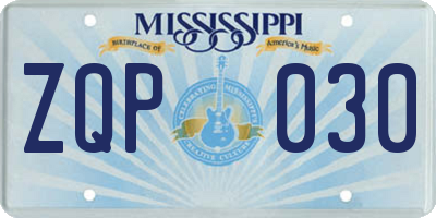 MS license plate ZQP030