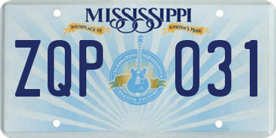 MS license plate ZQP031