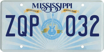 MS license plate ZQP032