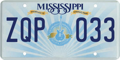 MS license plate ZQP033
