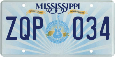MS license plate ZQP034