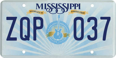 MS license plate ZQP037
