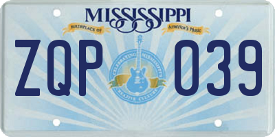MS license plate ZQP039