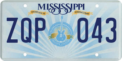 MS license plate ZQP043