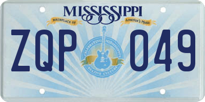MS license plate ZQP049