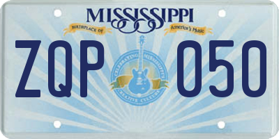 MS license plate ZQP050