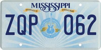 MS license plate ZQP062