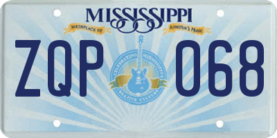 MS license plate ZQP068