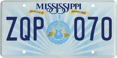 MS license plate ZQP070