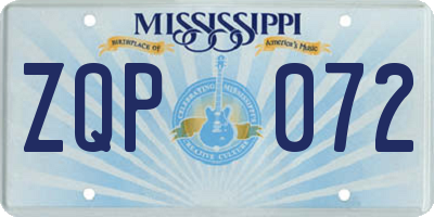MS license plate ZQP072