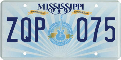 MS license plate ZQP075