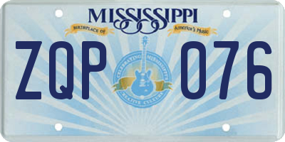 MS license plate ZQP076