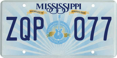 MS license plate ZQP077