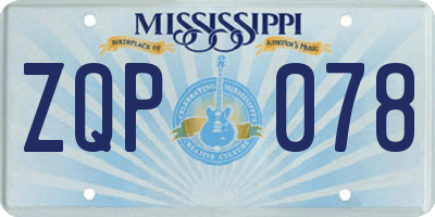 MS license plate ZQP078