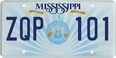MS license plate ZQP101
