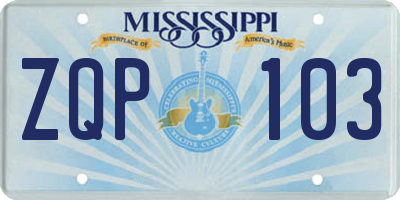 MS license plate ZQP103