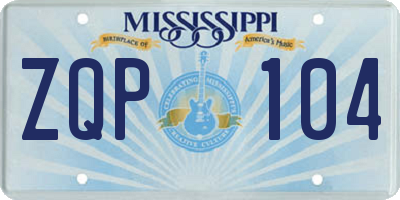 MS license plate ZQP104