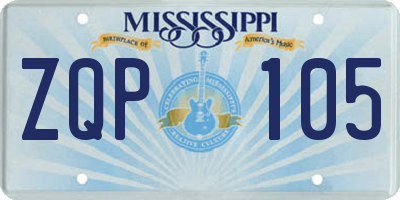 MS license plate ZQP105
