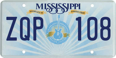 MS license plate ZQP108