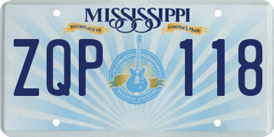 MS license plate ZQP118