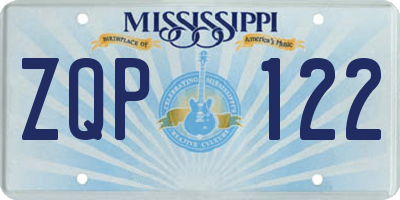 MS license plate ZQP122