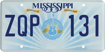 MS license plate ZQP131