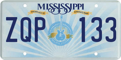 MS license plate ZQP133