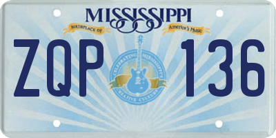 MS license plate ZQP136