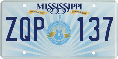 MS license plate ZQP137