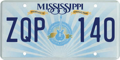 MS license plate ZQP140