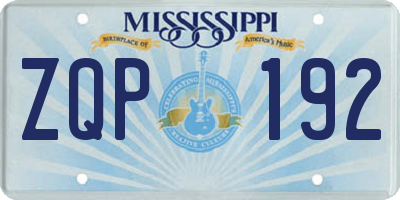 MS license plate ZQP192