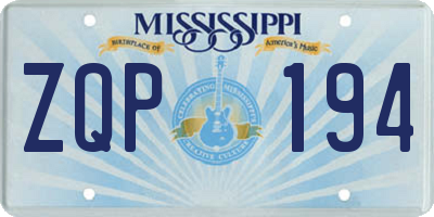 MS license plate ZQP194