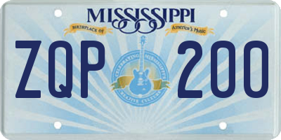 MS license plate ZQP200