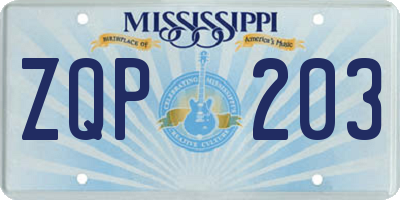 MS license plate ZQP203