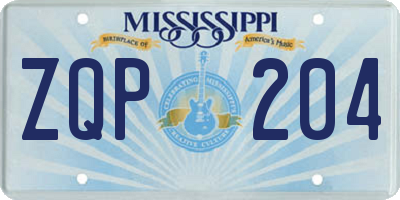 MS license plate ZQP204