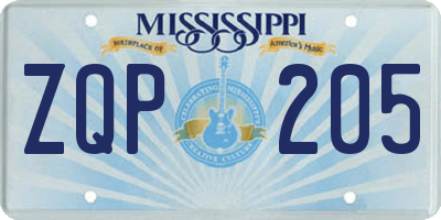 MS license plate ZQP205