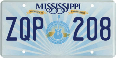 MS license plate ZQP208