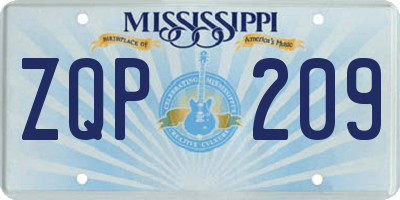 MS license plate ZQP209