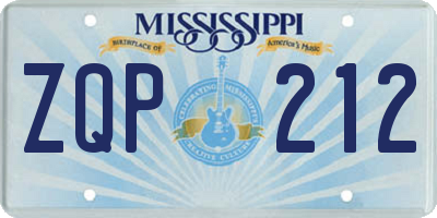 MS license plate ZQP212