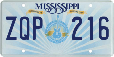 MS license plate ZQP216