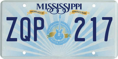 MS license plate ZQP217
