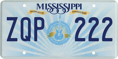 MS license plate ZQP222