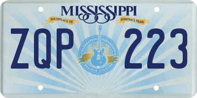 MS license plate ZQP223