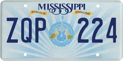 MS license plate ZQP224