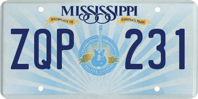 MS license plate ZQP231