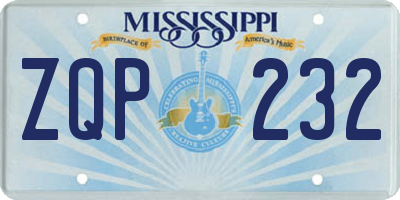 MS license plate ZQP232