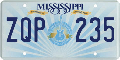 MS license plate ZQP235