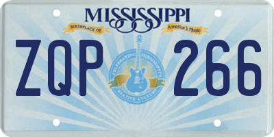 MS license plate ZQP266