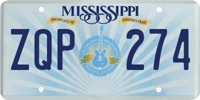 MS license plate ZQP274