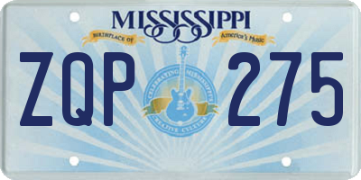 MS license plate ZQP275